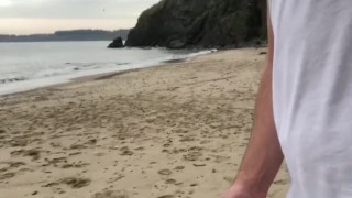 empty BEACH for a GOOD WANK ** phone battery died - No Cumshot **