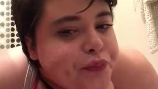cute young femboy throats his dildo