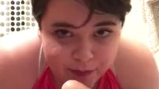 cute young femboy throats his dildo