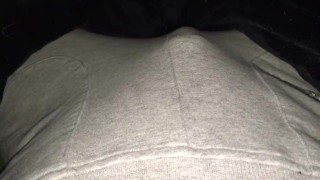 Belly Masturbation! Stomach Bulge makes Me Cum in Grey Sweatpants