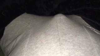 Belly Masturbation! Stomach Bulge makes Me Cum in Grey Sweatpants