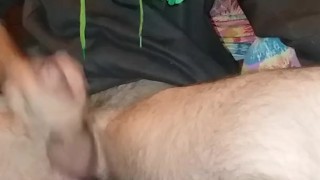Jacking off with cotton pillowcase. Caught w pants down.