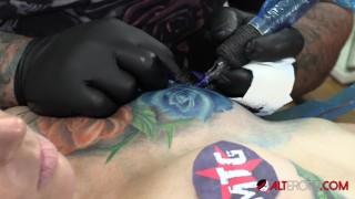 Marie Bossette Plays With Dildo While Getting More Ink