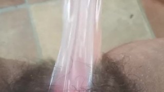 Teasing my clit and pussy with a pink jelly