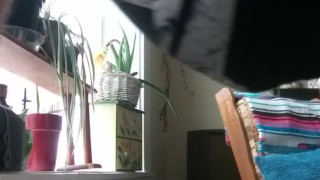 Milkymama teases while dancing to Frank Zappa while smoking a joint