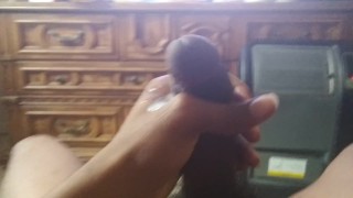 Guy masturbating cum shot