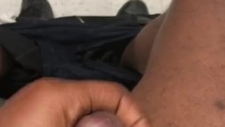 Busting a nut in warehouse bathroom