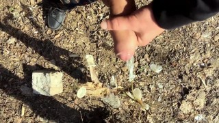 Teen cums on found stranger condoms at the cruising area