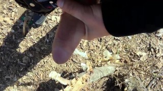 Teen cums on found stranger condoms at the cruising area