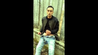 Thick cock quick jerked off at public