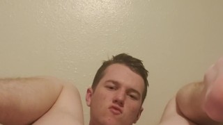 Masterbating with a new 10 inch thick dildo while wearing cute night gown