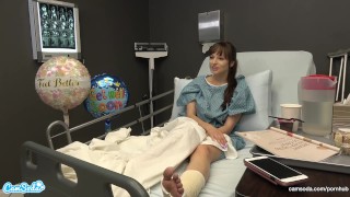 Public Sex in Hospital Milf Flash, BF Cums on Tits After Handjob