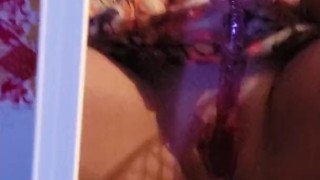 Mirror masturbation with pierced pussy!