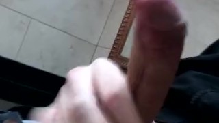 Stroking my hard horny cock at work until I cum hard.
