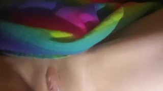 Little Wet Kitty rides her purple g-spot vibe to orgasm!