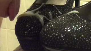 CUM on high heels, and lick cum