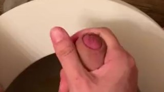 Uncut Latin piss/jackoff on toilet
