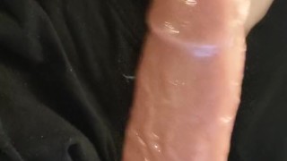 Quick deepthroat session with male moaning in background.