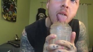 big tongue pussy fleshlight lick