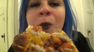 Stoned Goth Girl Eats Pizza