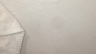 Blowing my white creamy load on the wall