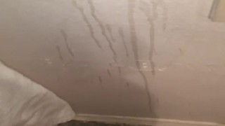 Blowing my white creamy load on the wall