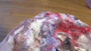 Cake Destruction By Big Tits and Ass and Masturbation