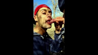  sucks straight old cock ,swallows old cum and jerks off at public