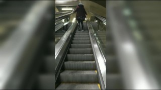 Wearing Latex on public escalator