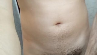 jerking in bathroom naked and cum
