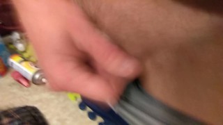 Cleaning my house and got hard as fuck! Showing off FTM cock