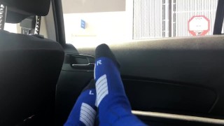 socked feet at walmart auto centre