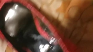 Cum in red shoe