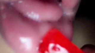 LOOK! She’s on the CANDY with her TONGUE