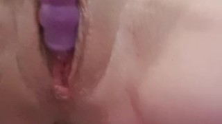 Little Wet Kitty Plays Alone with a Dildo Made for Two!