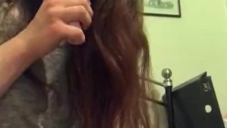 Petite slut fucks herself with dildo