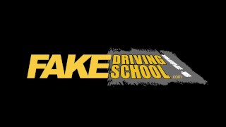 Fake Driving School Redhead horny minx quirts on mechanics big black cock