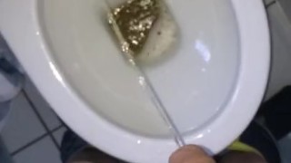 Big white cock pissing