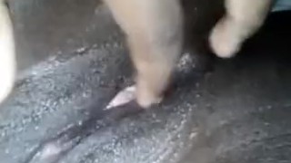 African babe plays with her pussy