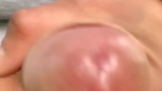 Showing glans close up to the camera PUBLIC