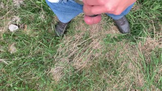 Piss public Uncut cock with rings on balls 4k