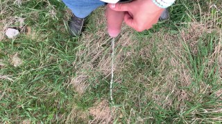 Piss public Uncut cock with rings on balls 4k