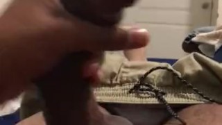 Black male jacks off til he cums