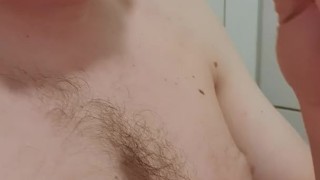 Young gay guy masturbating and tasting (pre) cum