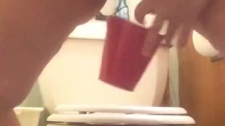 Just A Piss in A Bucket - Mature Hairy Stretching