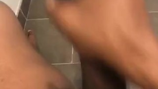 Playing with my big Black cock till I cum