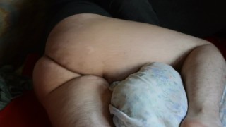 Big guy pillow humping and having a close up orgasm