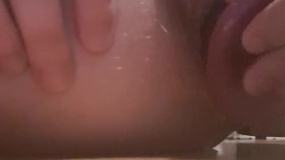 Fucking myself with a pink dildo