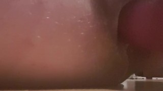 Fucking myself with a pink dildo