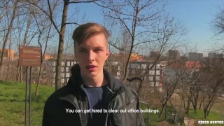  CZECH HUNTER 425 - Blonde Jock Gets A Mouthful Of Cock On The Stairs Of The Park